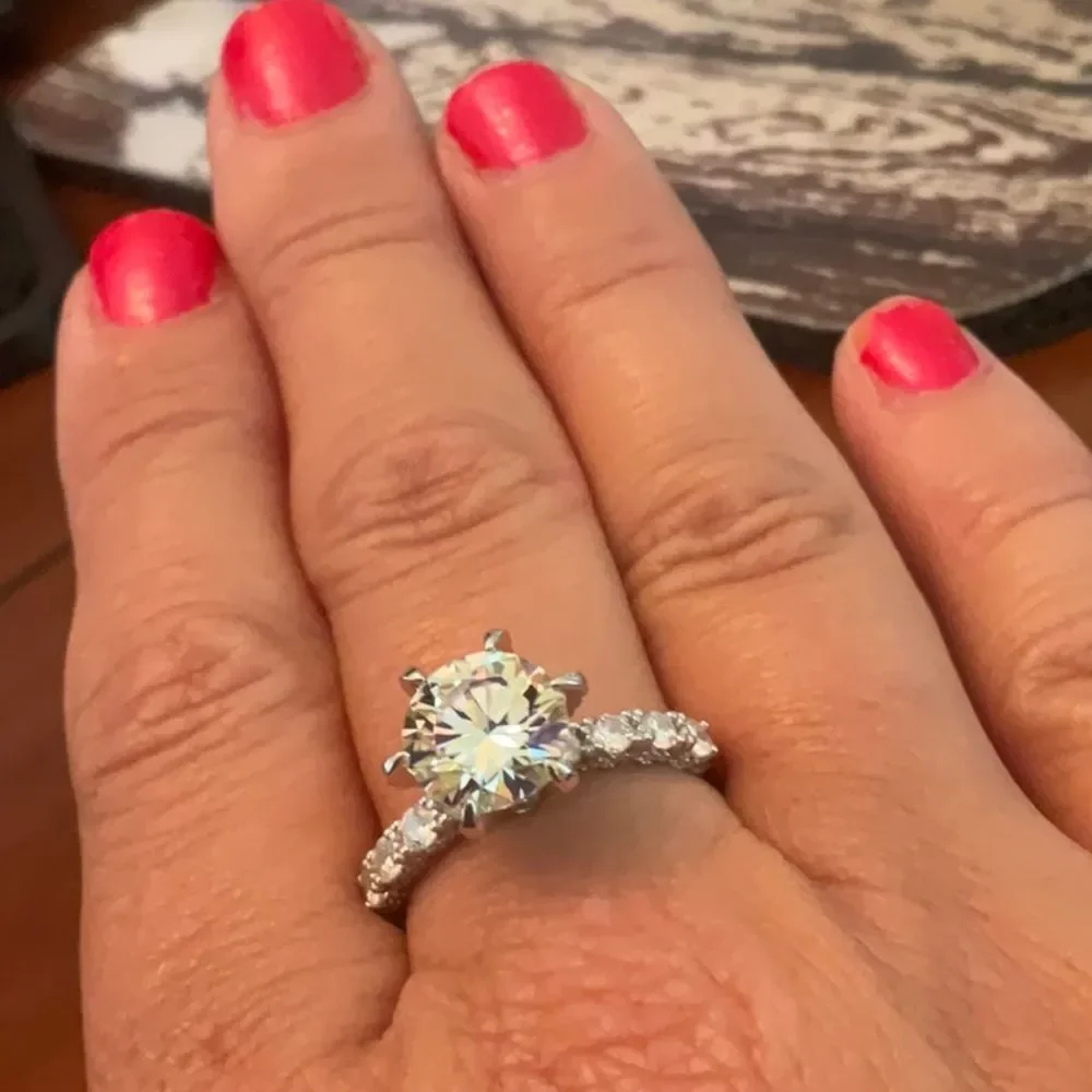 NEW! MAJESTIC 925 Sterling Silver Engagement Ring with 3ct Moissanite